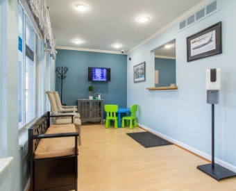 Waiting area inside dental office
